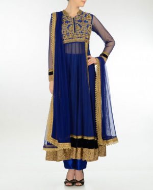 stunning Royal blue georgette fabric suit