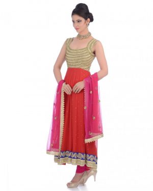 Glamorous Georgette red suit