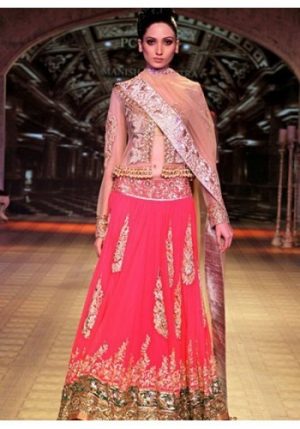 Incredible red shimmer primarily based mainly occasion costume in lehenga