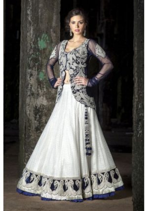 Navy Blue Beat Off White and beautiful get the job done throughout lehenga