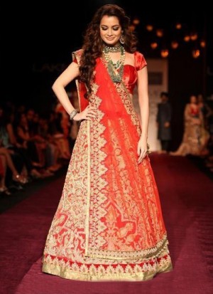 striking The Fashion With fully embroidered  Red Lehenga Choli