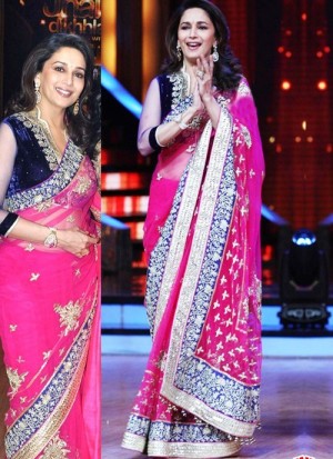 wondrous Look Pink Net Base designer bollywood saree With Ravishing Borders