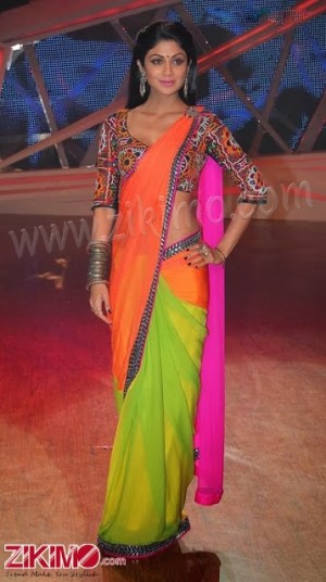 Shilpa in Tri-color  saree
