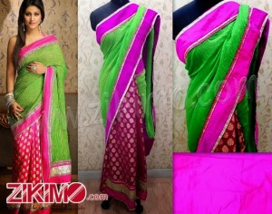 Heena khan pretty pink & Green Saree