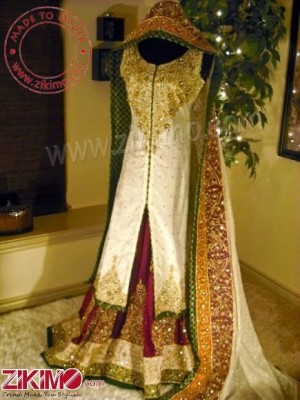 Look That Hits A Style Peak with This Off White And Purple Bridal Lehenga