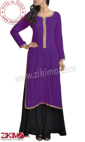 Customize Attractive Purple and Black Georgette Pakistani Suit