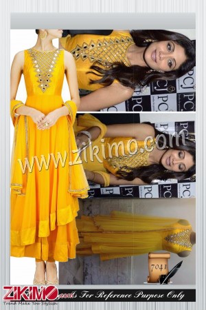 Shilpa Shetty Yellow Georgette Suit With Chiffn Dupatta