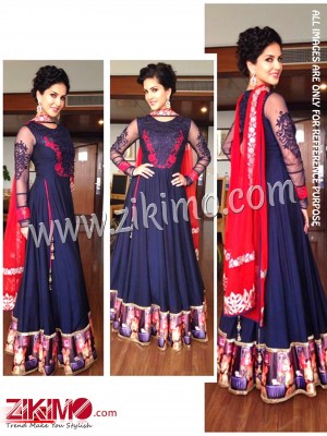 Sunny Leone Navy Blue Georgette Suit
