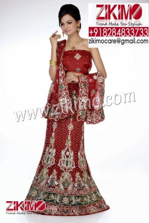 Superb Maroon Indian Ethnic Bridal Net Fabric Lehenga with beads, cutdana work