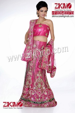 Gorgeous Pink Indian Ethnic Wedding Lehenga with beads, cutdana work
