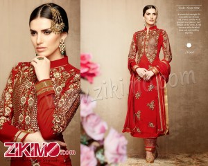Kimora 802 Red Heavy Embroidered Party Wear Suit