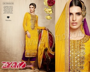 Kimora 806 Yellow Heavy Embroidered Party Wear Suit