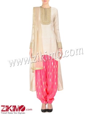 Up  Down Style Grey And Pink Salwar Suit