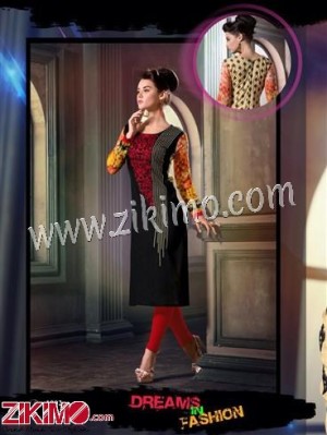 A Plus Red and Black Embroidered Pure Lawn Stitched Kurti XL Size13014