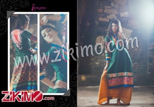 Green and Multicolor Printed and Embroidery with Lace Cotton Lawn XL Size Party Wear Stitched Kurti 1004