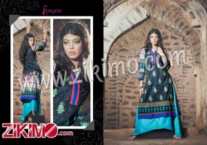 Black and Multicolor Printed and Embroidery with Lace Cotton Lawn XL Size Party Wear Stitched Kurti 1007