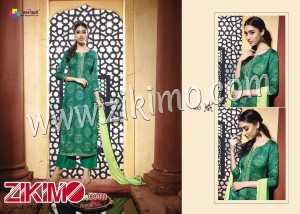 Butterfly BottleGreen Printed Pure Satin Cotton with Work Chiffon Dupatta Semi-stitched Party Wear/Daily Wear Straight Suit 837