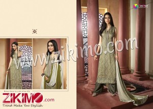 Butterfly RifleGreen Printed Pure Satin Cotton with Work Chiffon Dupatta Semi-stitched Party Wear/Daily Wear Straight Suit 841