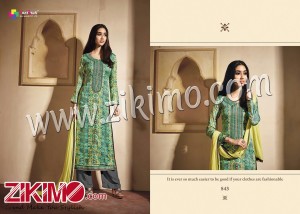 Butterfly SeaGreen and Yellow Printed Pure Satin Cotton with Work Chiffon Dupatta Semi-stitched Party Wear/Daily Wear Straight Suit 843