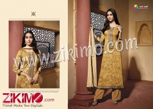Butterfly GoldenRod Printed Pure Satin Cotton with Work Chiffon Dupatta Semi-stitched Party Wear/Daily Wear Straight Suit 844