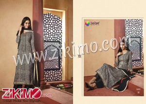 Butterfly Black and White Printed Pure Satin Cotton with Work Chiffon Dupatta Semi-stitched Party Wear/Daily Wear Straight Suit 845