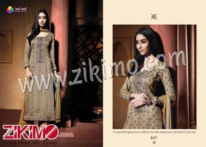 Butterfly RuddyBrown Printed Pure Satin Cotton with Work Chiffon Dupatta Semi-stitched Party Wear/Daily Wear Straight Suit 847