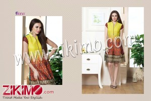 Fiona Lemon and Brown Georgette Party Wear Kurti 225