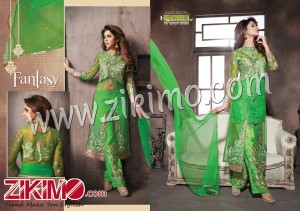 Khwaish Fantasy ParrotGreen and Golden Georgette and Net With Chiffon Heavy Dupatta Party Wear/Daily Wear Semi Stitched Designer Suit 5904