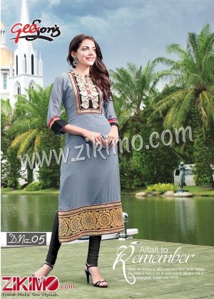 Black and Gray Designer Pure Chiffon Karachi Style Size - XXL Stitched Kurti 05