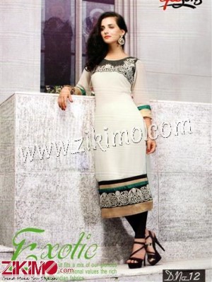 Ivory and Black Designer Pure Chiffon Karachi Style Size - XXL Stitched Kurti 12