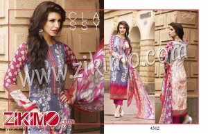 SandyBrown and Pink Printed Cotton Satin Un-stitched Straight Suit With Bamberg Dupatta 4508