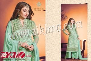Hiba Alveera Soha Ali Khan Embroidered Georgette Pista Color Semi-stitched Straight Suit 1304