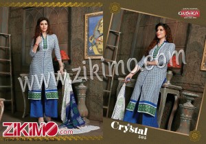 Khushika Crystal White and RoyalBlue Printed Cambric Cotton Plazzo Suit 505