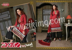 khushika Crysta Daily Wear Red and Black Printed Cambric Cotton Plazzo Suit 506