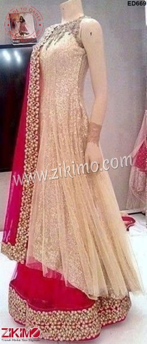 Tail Style Stil Red And Biege Color Lehenga Choli With Matching Dupatta
