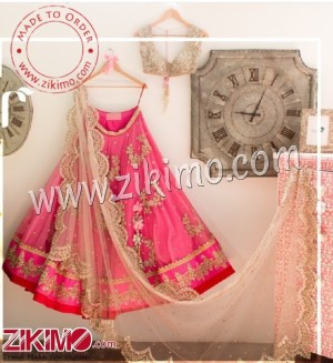 Red And Pink Contrast Simple yet Stunning Embroidered Lehenga Choli