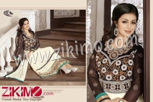 Ayesha Takia Embroidered Georgette Black and Ivory Semi-stitched Anarkali Suit
