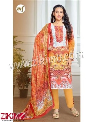 Red and Orange Embroidered Pashmina Un-stitched Straight Suit