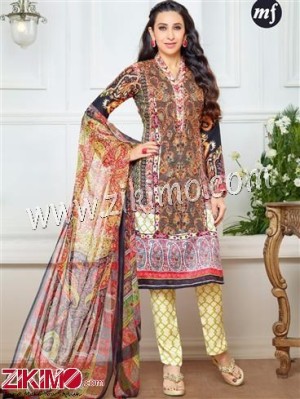 Multicolor and LightYellow Embroidered Pashmina Un-stitched Party Wear Straight Suit