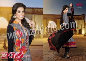 Vipul Black and OrangeRed Georgette Embroidered Semi-stitched Straight With Chiffon Dupatta Suit 6108