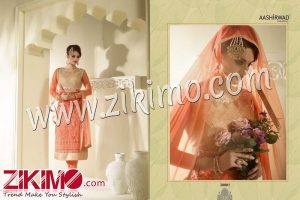Zikimo Aashirwad 33002 Orange and SandyBrown  Georgette and Mono Net Wedding Wear/Occasion Wear Semi Stitched Designer Suit
