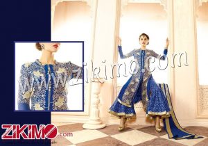 Arjaan Stupefying Blue Designer Georgette Embroidered Wedding Wear Palazzo  Sharara Salwar Suit 603A