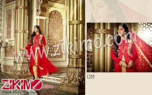 Zikimo Diwani Mastani 1205 Red and Beige Color Georgette Party Wear High Low Style Anarkali Suit With Chiffon Dupatta