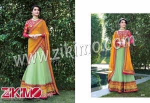 Kesari 201 Light Green With Pink Net and Pure Silk Semi Stitched Wedding lehenga Choli