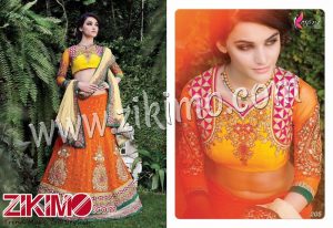 Kesari 205 Orange Yellow Viscose and Pure Silk Semi Stitched Wedding Lehenga Choli