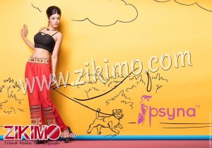 Zikimo Red Soft Mudal With Embroidery with Pockets Inner Palazo/Leggings