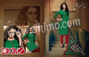 Zikimo Nakshatra 1004 Green and Red Daily Wear Heavy Banglori Printed Salwar Suit