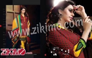 Zikimo Nakshatra 1009 Red and Yellow Daily Wear Heavy Banglori Printed Salwar Suit