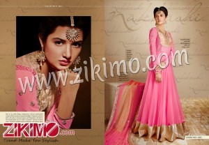 Nakkashi 11022 Pinkish Fuschia Bhagalpuri Embroidered Wedding Wear Anarkali Suit