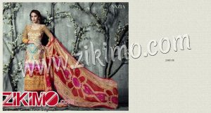 Zikimo Naziya 25801B Burlywood and Red Winter Wear Digital Printed Pashmina Straight Suit